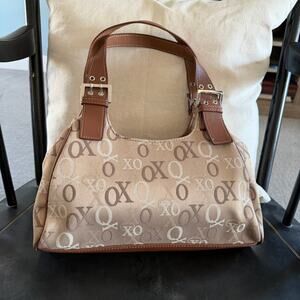 XOXO Vintage Y2K Monogram Canvas Faux Leather Trim Shoulder Handbag